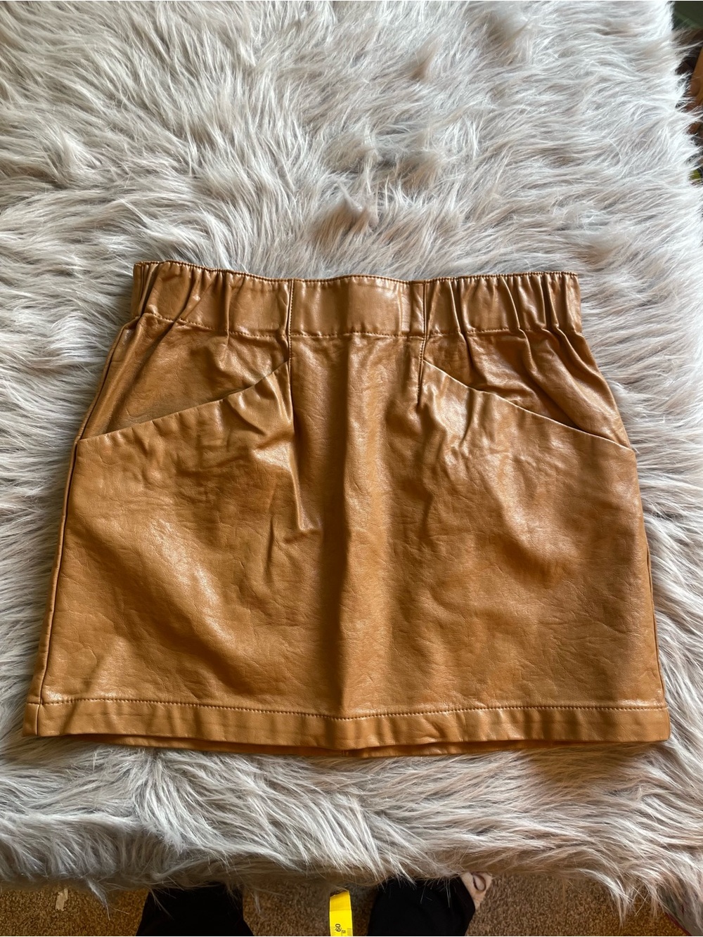 Jolt Small Faux Leather Mini Skirt in Caramel